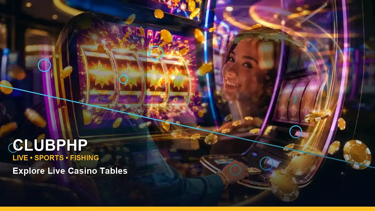 CLUBPHP football entertainment and slot-game interface arranged in a left-diagonal layout for Philippine players