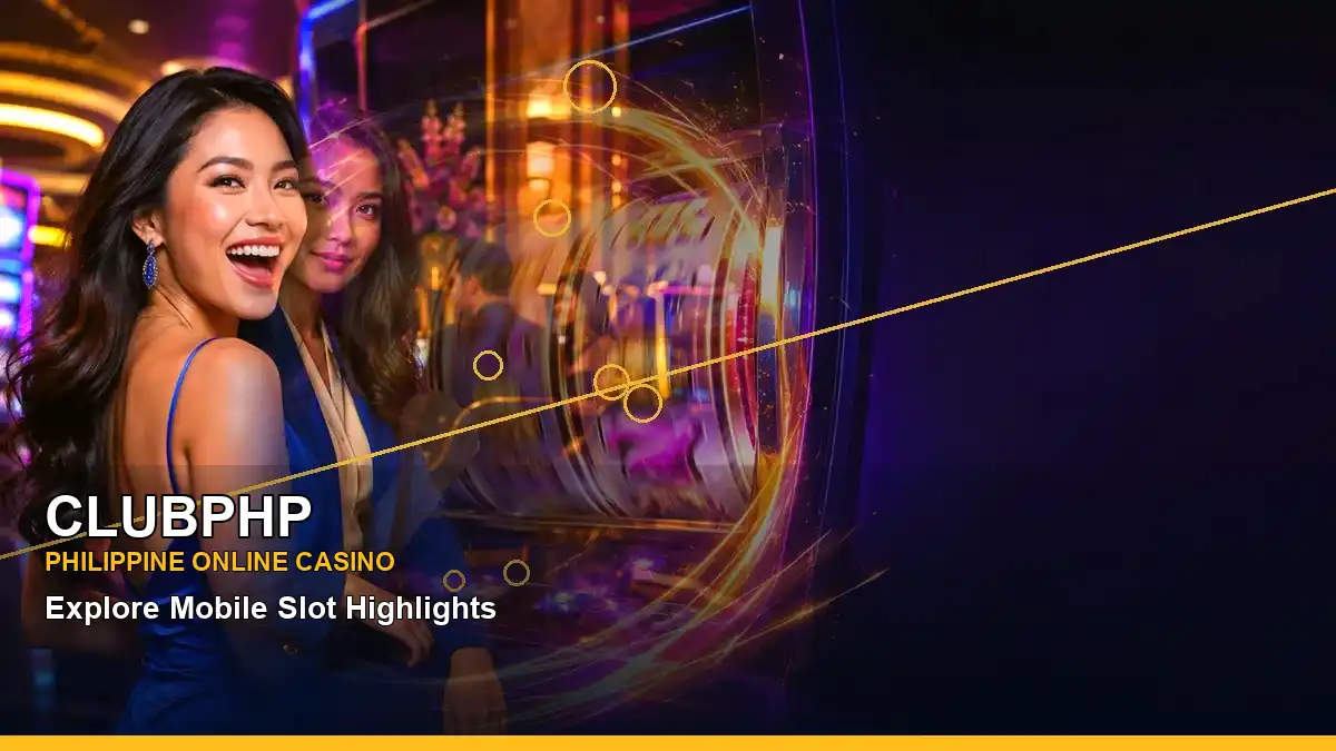 CLUBPHP luxury online slot games presented in a left-framed scene for casino access, game discovery, account help, and safer play