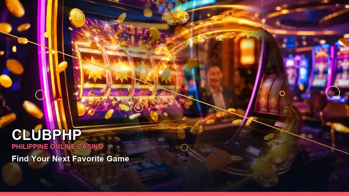 CLUBPHP VIP casino rewards lounge with an adult Filipina casino host in a layered collage
