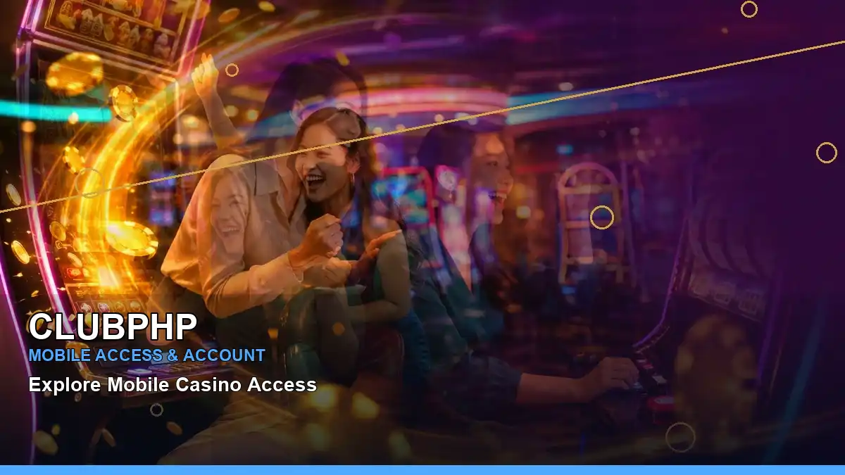 CLUBPHP mobile live casino guide scene with a panoramic gaming lounge and VIP area
